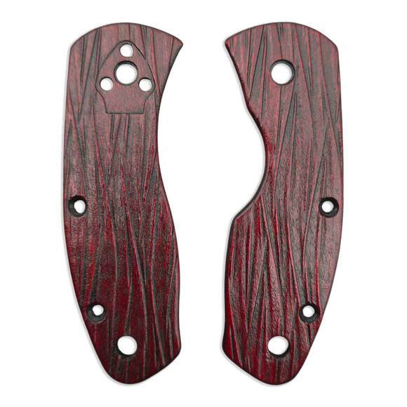 Spyderco Ambitious maple handle scales - Fibers Dark Blood / hand-painted