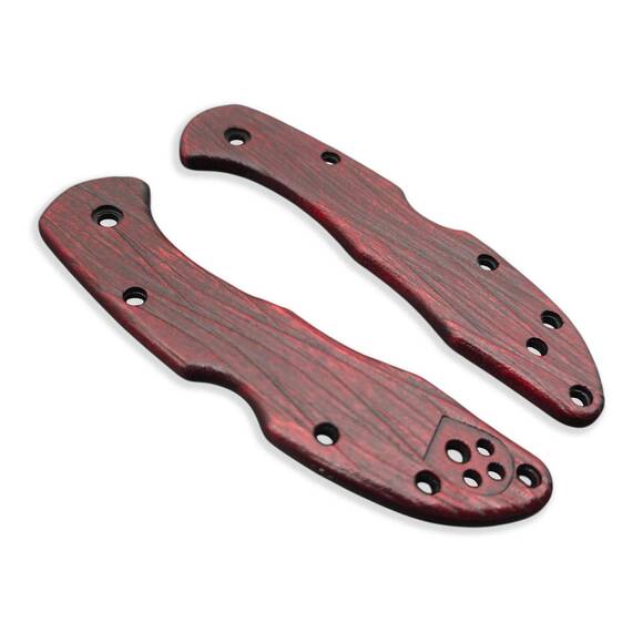 Spyderco Delica 4, Lil' Matriarch maple handle scales - Fibers Dark Blood / hand-painted