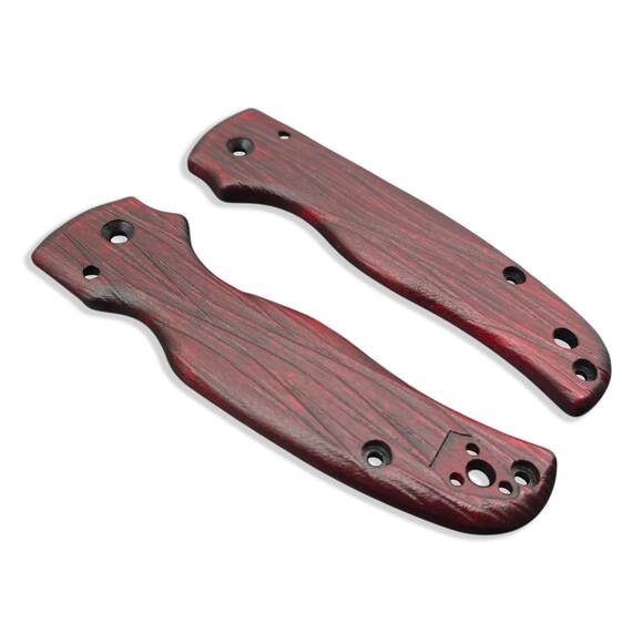 Spyderco Shaman maple handle scales - Fibers Dark Blood / hand-painted