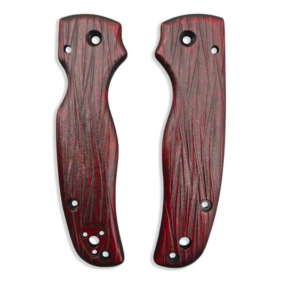 Spyderco Shaman maple handle scales - Fibers Dark Blood / hand-painted