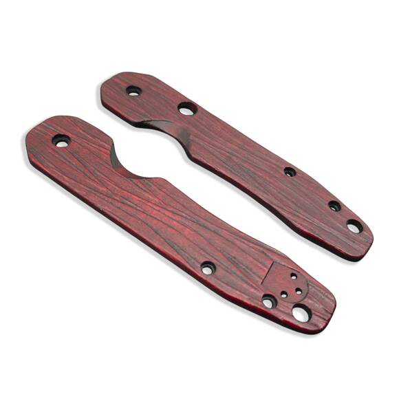 Spyderco Smock maple handle scales - Fibers Dark Blood / hand-painted