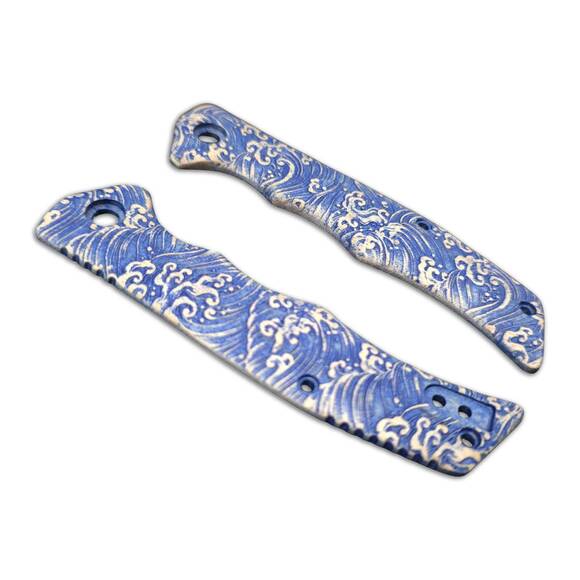 Buck 252 Trunk maple handle scales - Japan Wave / hand-painted