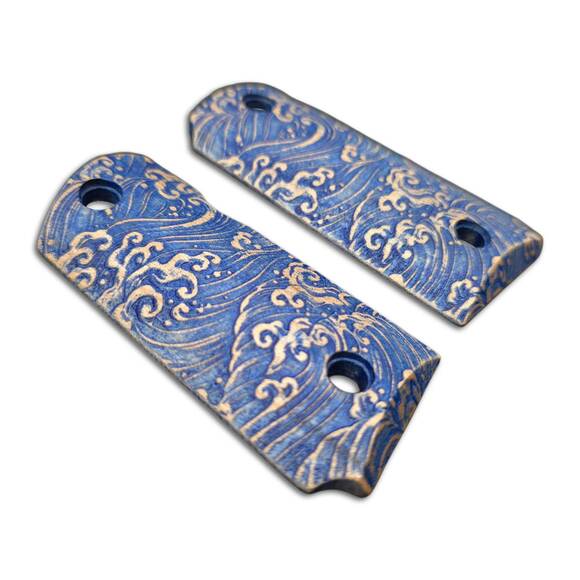 Kimber Micro 9 maple grips - Japan Wave / hand-painted