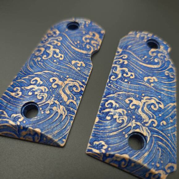 Kimber Micro 9 maple grips - Japan Wave / hand-painted