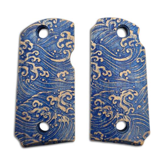 Kimber Micro 9 maple grips - Japan Wave / hand-painted