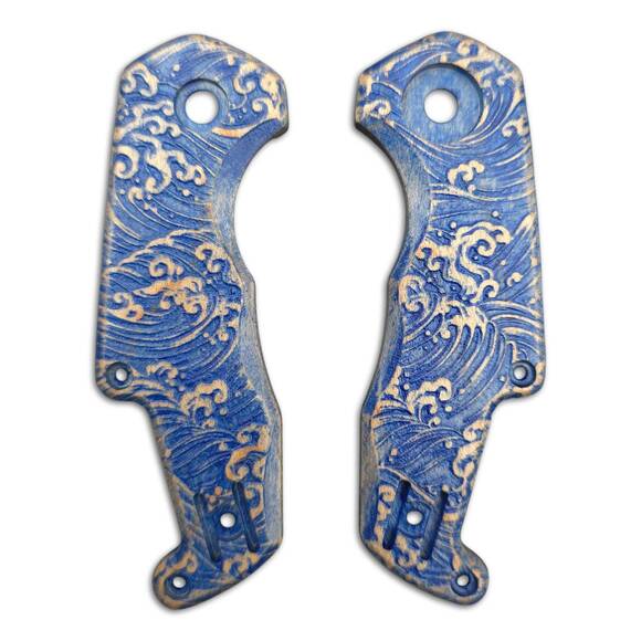 MKM Isonzo maple handle scales - Japan Wave / hand-painted