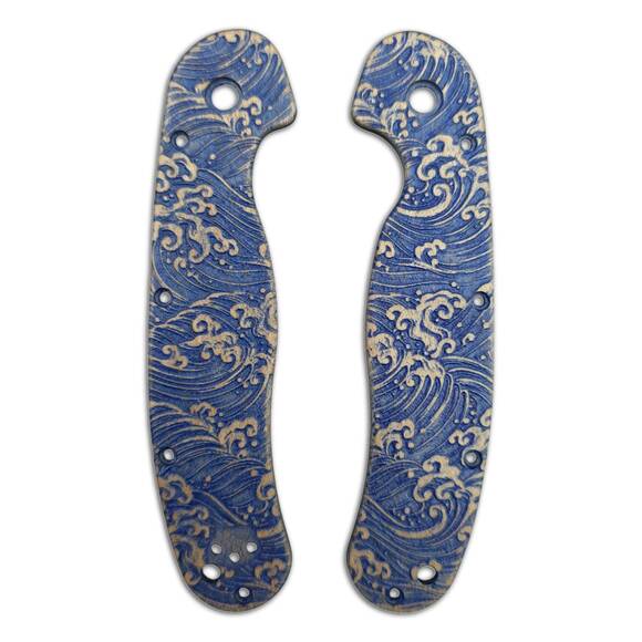 Ontario RAT 1.5 maple handle scales - Japan Wave / hand-painted