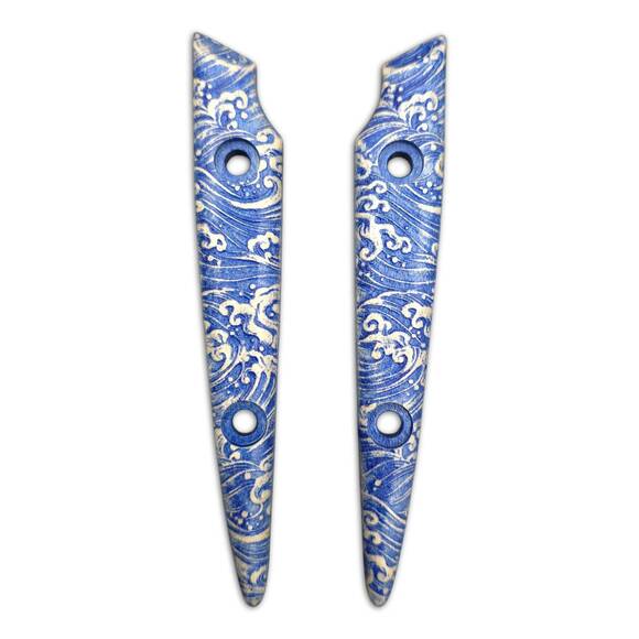Raffir Steak Knife maple handle scales - Japan Wave / hand-painted
