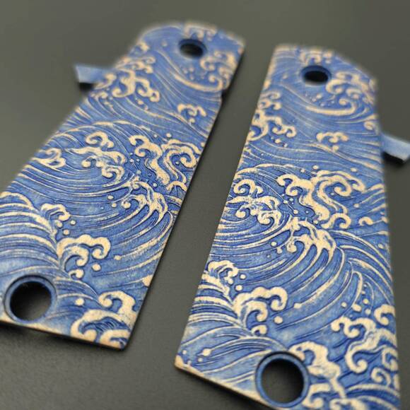 Rock Island M1911 A2 HC Maple Grips - Japan Wave / Hand-painted