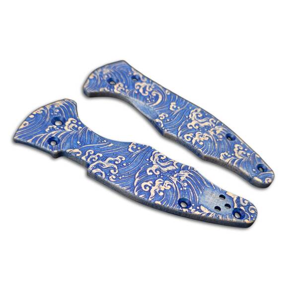 Spyderco Yojimbo 2 maple handle scales - Japan Wave / hand-painted