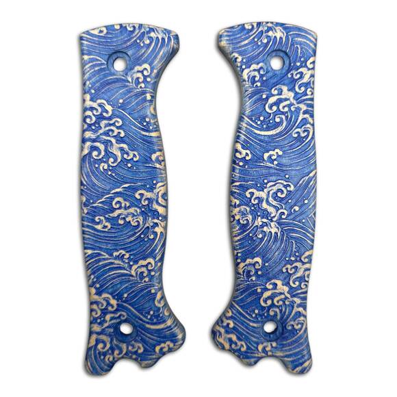 Varusteleka Skrama 200 maple handle scales - Japan Wave / hand-painted