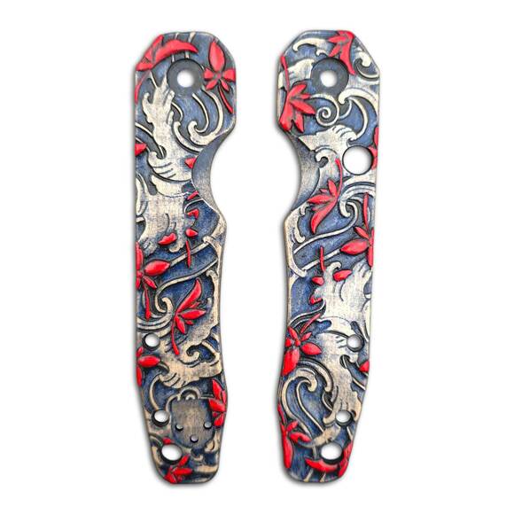 Spyderco Smock maple handle scales - Japanese Maple / hand-painted