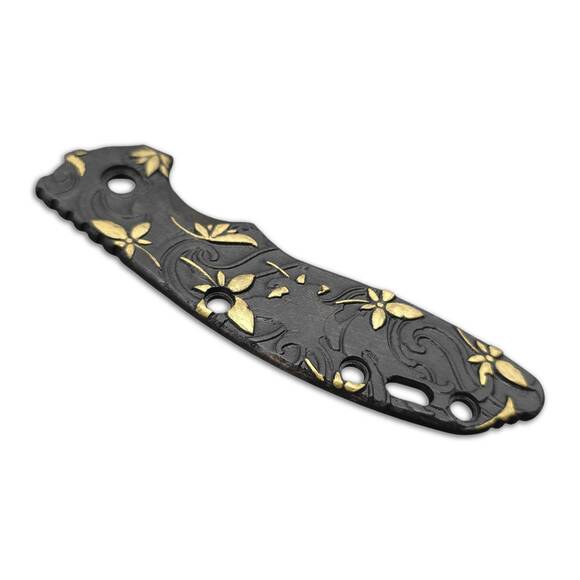 Hinderer XM-18 3.5 lefty maple handle scales - Japanese Maple Black Gold / hand-painted