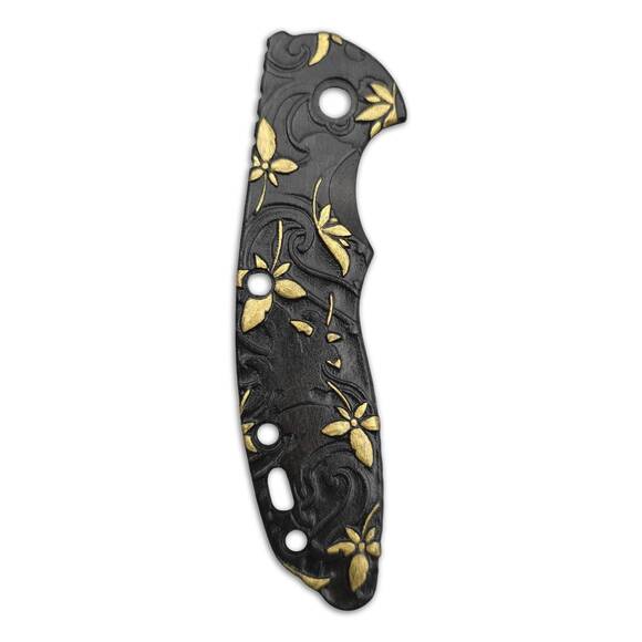 Hinderer XM-18 3.5 lefty maple handle scales - Japanese Maple Black Gold / hand-painted
