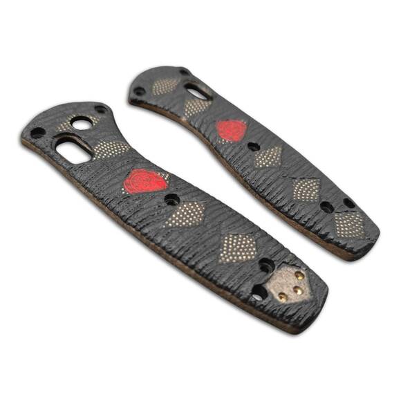 Benchmade Mini Barrage 585 Maple Scales - Katana Black Red Coin / Hand-painted