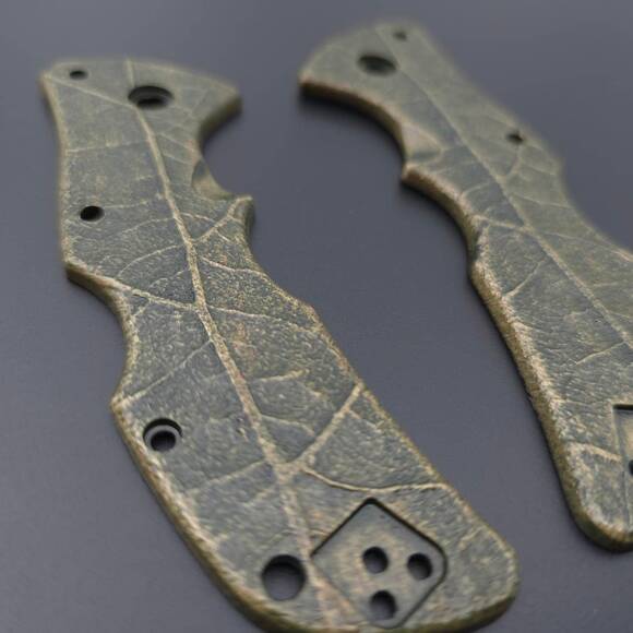 Cold Steel Mini Recon-1 maple handle scales - Leaf Dark Green / hand-painted