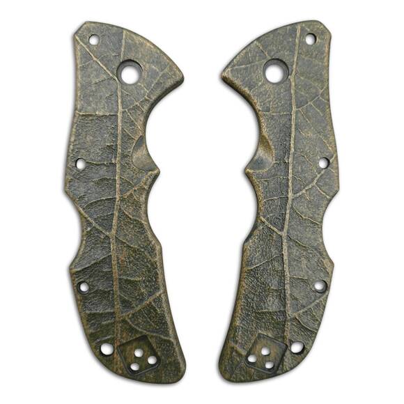 Cold Steel Mini Recon-1 maple handle scales - Leaf Dark Green / hand-painted