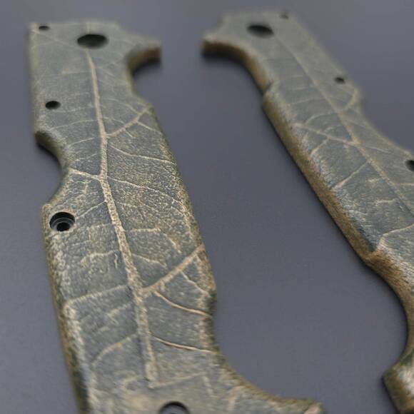 Cold Steel SR1 maple handle scales - Leaf Dark Green / hand-painted