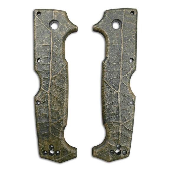 Cold Steel SR1 maple handle scales - Leaf Dark Green / hand-painted