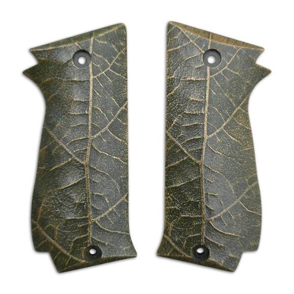 SAR K2 45/45 C maple grips - Leaf Dark Green / hand-painted