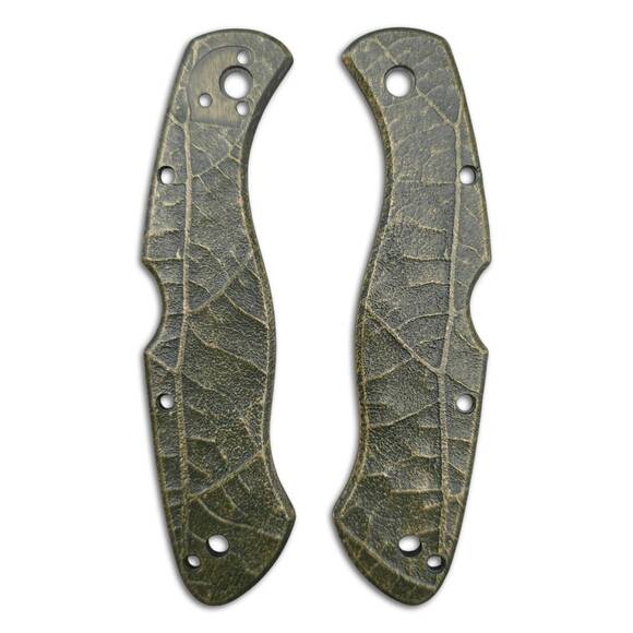 Spyderco Civilian maple handle scales - Leaf Dark Green / hand-painted