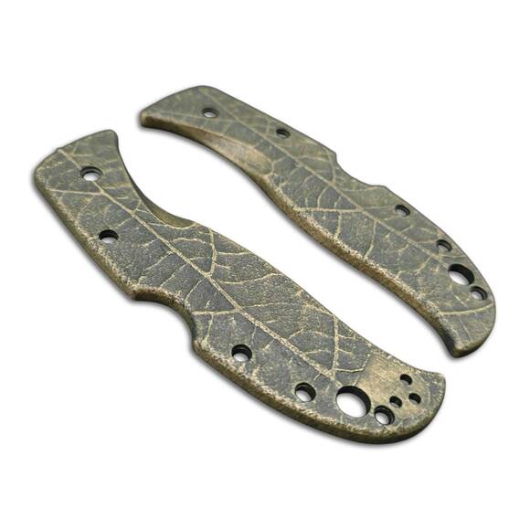 Spyderco RockJumper/LeafJumper maple handle scales - Leaf Dark Green / hand-painted