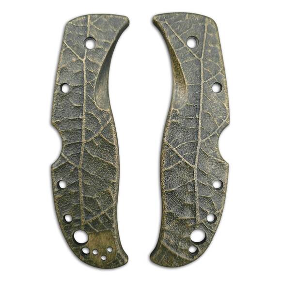 Spyderco RockJumper/LeafJumper maple handle scales - Leaf Dark Green / hand-painted