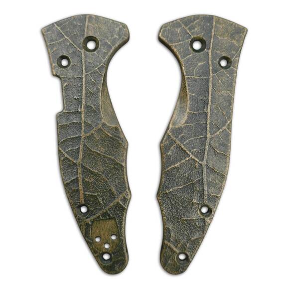 Spyderco Yojimbo 2 maple handle scales - Leaf Dark Green / hand-painted