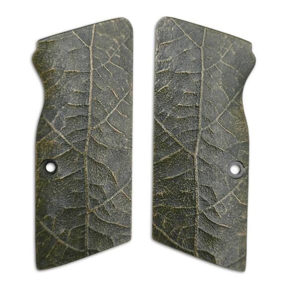 Tanfoglio large frame medium maple grips - Leaf Dark Green / hand-painted