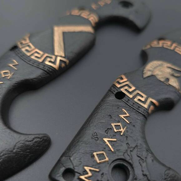 Cold Steel Spartan maple handle scales - Skeleton / hand-painted