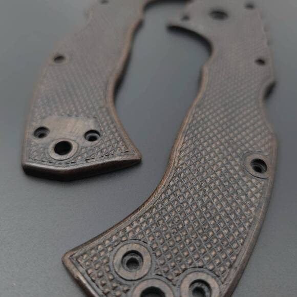 Cold Steel 4-Max Elite walnut handle scales - Classic V2 Dark / hand-painted