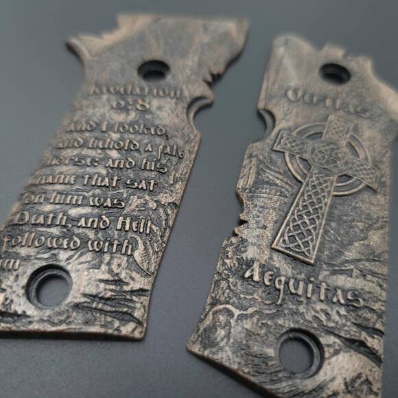 Beretta 92X Performance Maple Grips - Revelation 6-8 Battle Worn Dark / Hand-painted