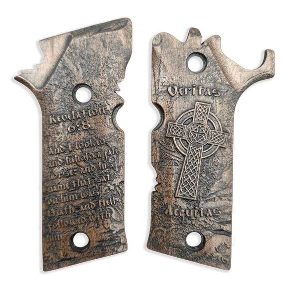 Beretta 92X Performance maple grips - Revelation 6-8 Battle Worn Dark / hand-painted
