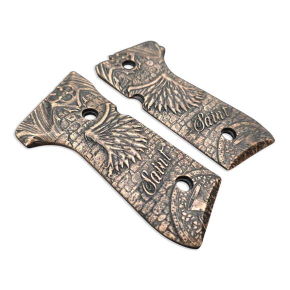 Beretta 92 Full-Size Maple Grips - Saint / Hand-painted