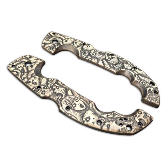 Cold Steel Voyager Extra Large maple handle scales - Scared Faces / hand-painted