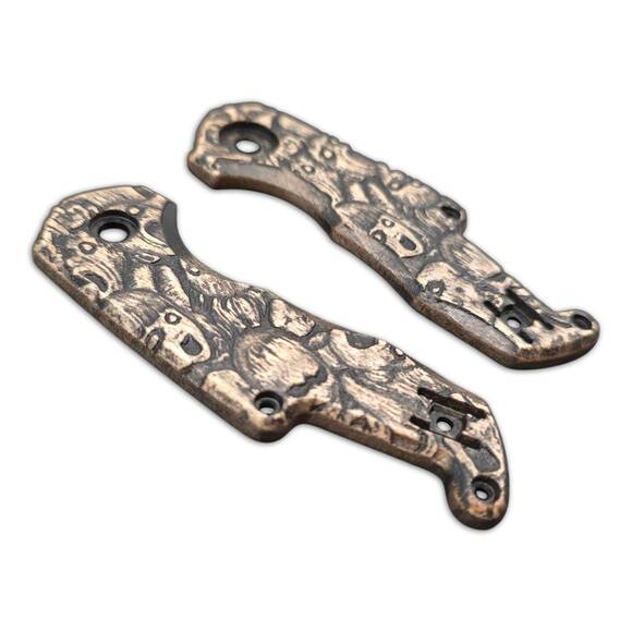 MKM Isonzo maple handle scales - Scared Faces / hand-painted