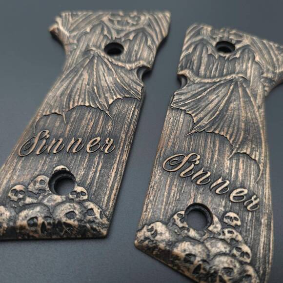 Beretta 92 Full-Size Maple Grips - Sinner / Hand-painted