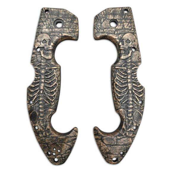 Cold Steel Spartan maple handle scales - Skeleton / hand-painted