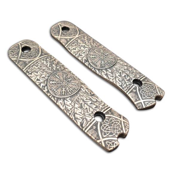Fällkniven F1X maple handle scales - Vegvisir / hand-painted