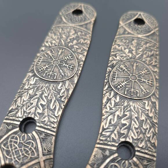 Fällkniven F1X maple handle scales - Vegvisir / hand-painted