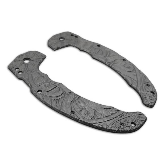 Cold Steel Mayhem maple handle scales - Vegvisir X Viking Black / hand-painted
