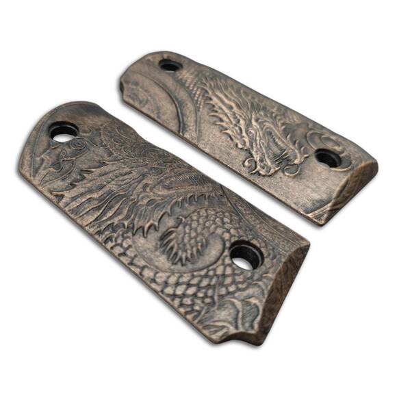 Kimber Micro 9 maple grips - Yin Yang Dragon / hand-painted