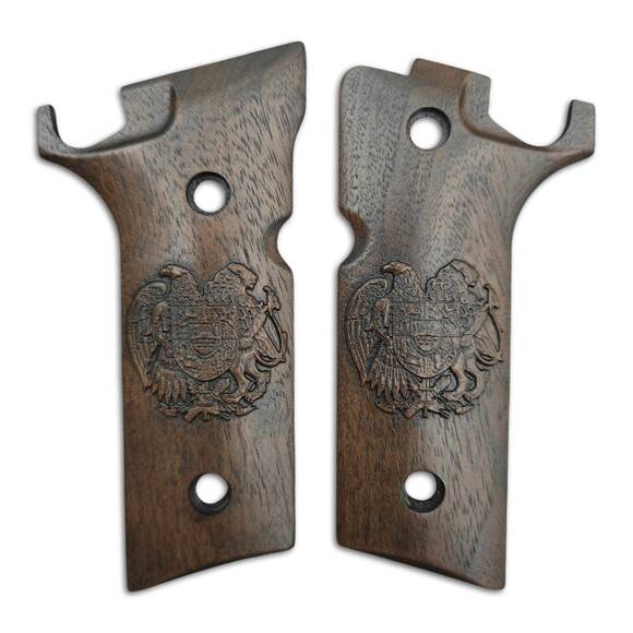 Beretta 92XI, 92GTS walnut grips - Armenian Coat Of Arms Dark / hand-painted