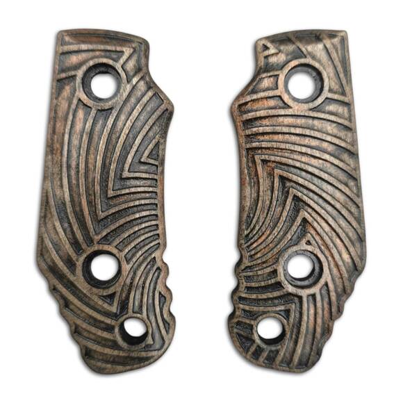 Böker Plus Little Dvalin maple handle scales - Artefact Dark Bronze / hand-painted
