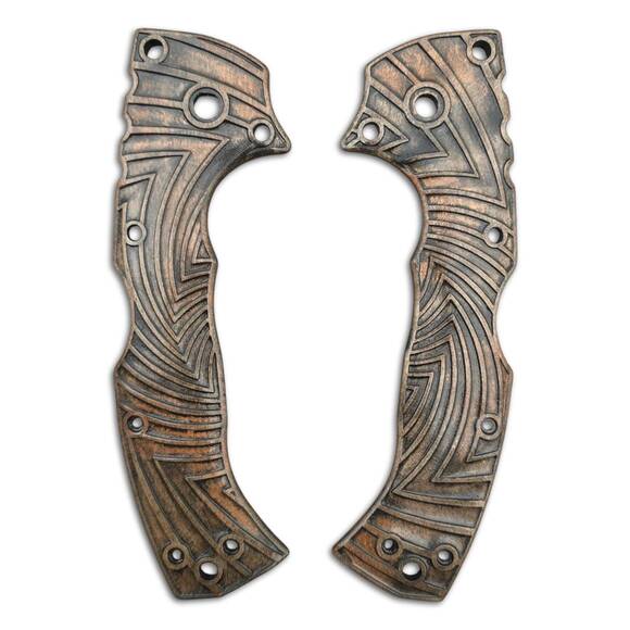 Cold Steel 4-Max Elite maple handle scales - Artefact Dark Bronze / hand-painted