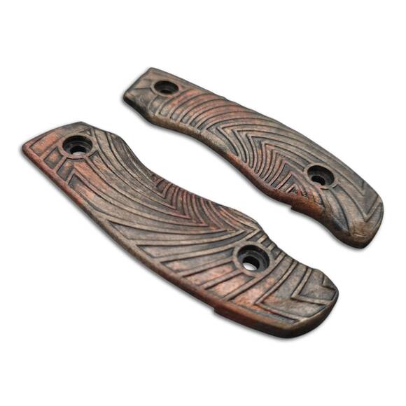 Ka-Bar Becker Necker BK11 maple handle scales - Artefact Dark Bronze / hand-painted