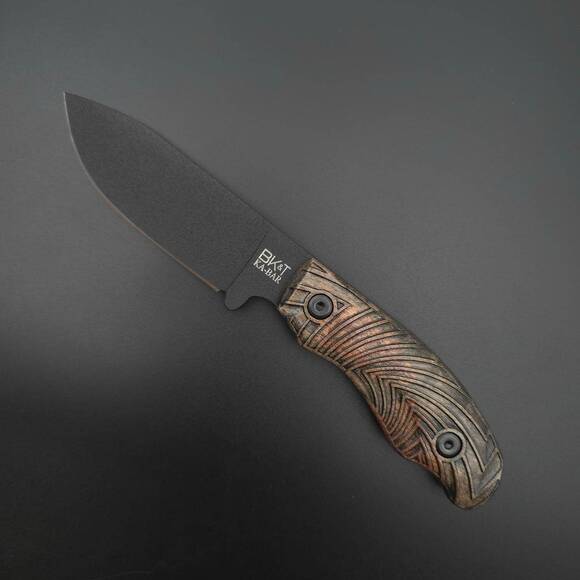 Ka-Bar Becker Necker BK11 maple handle scales - Artefact Dark Bronze / hand-painted