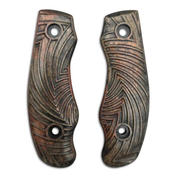 Ka-Bar Becker Necker BK11 maple handle scales - Artefact Dark Bronze / hand-painted
