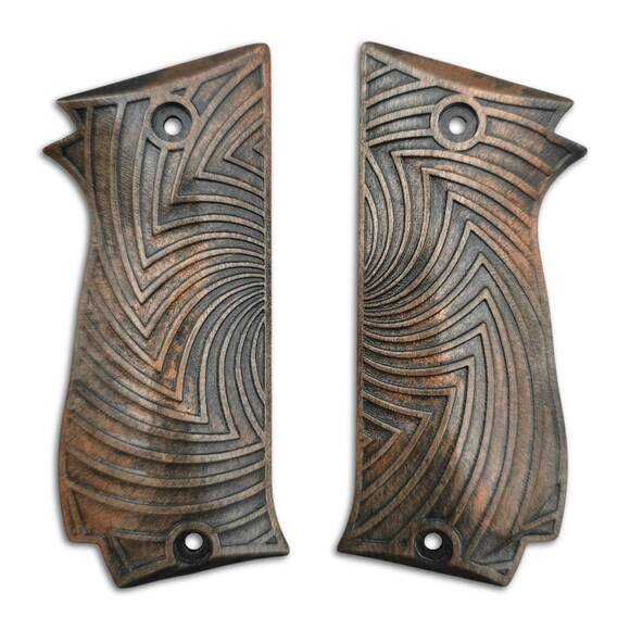 SAR K2 45/45 C maple grips - Artefact Dark Bronze / hand-painted