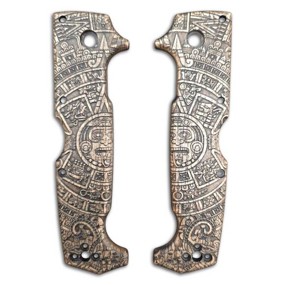 Cold Steel SR1 maple handle scales - Aztec / hand-painted